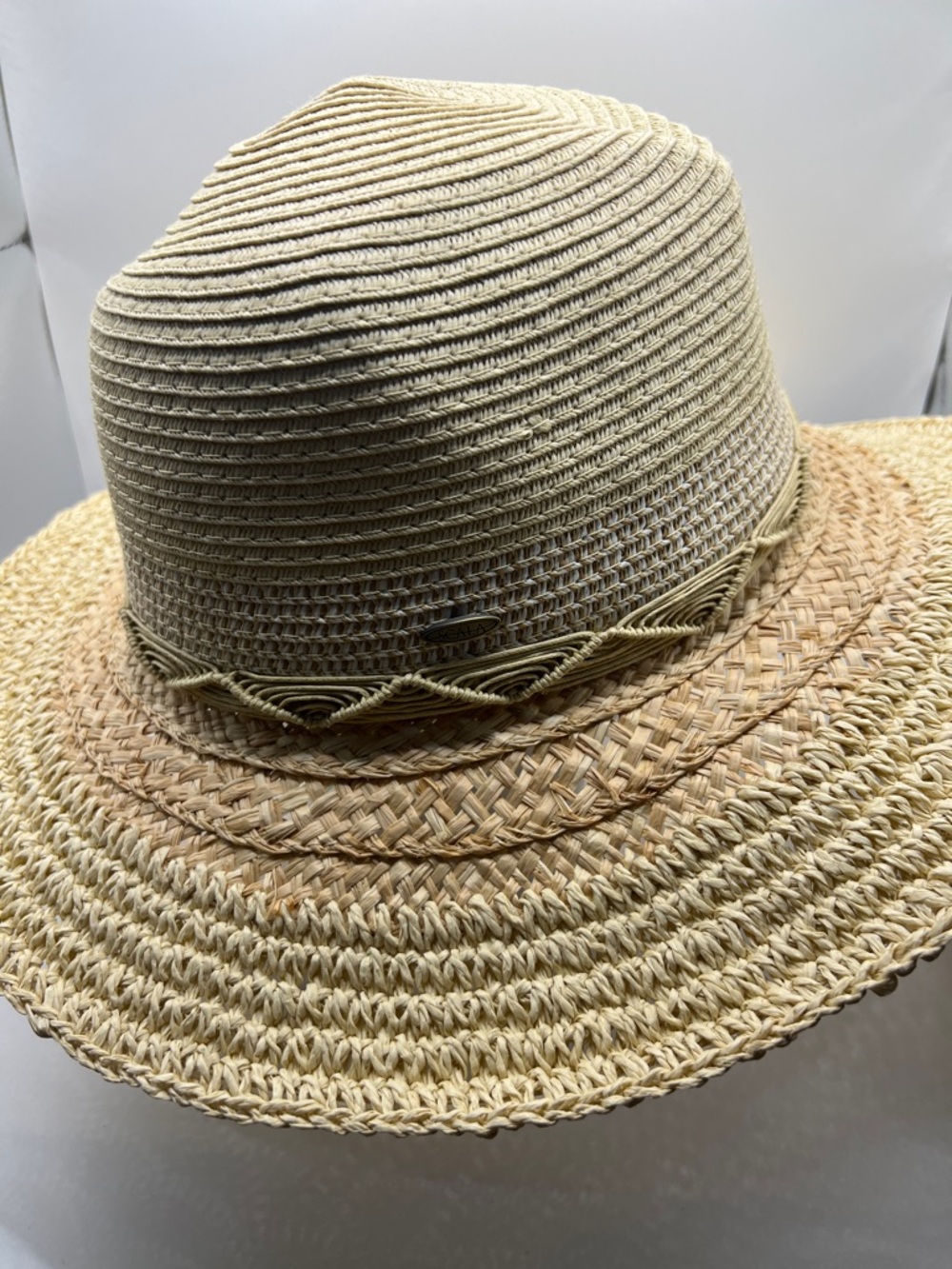 285. NWOT. Scala Raffia Sun Hat with Decorative Band. - Picture 5 of 7